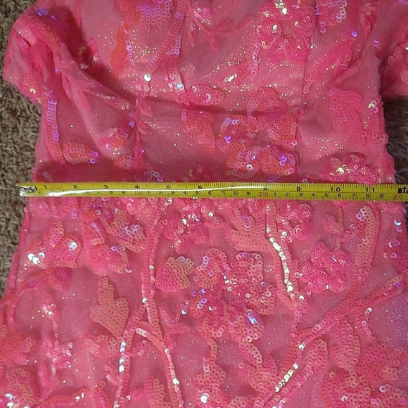 PromGirl One-Shoulder Neon Sequin Long Prom Dress Size 2 - Picture 13 of 15